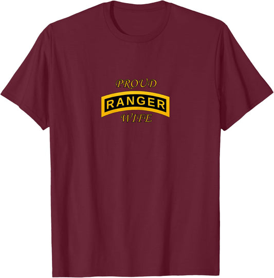 Army Ranger School Tab - Proud Wife T-Shirt - T-Shirt | Maroon