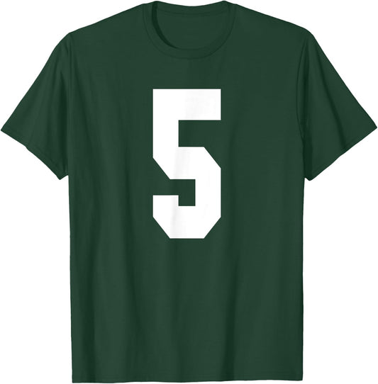 # 5 Team Sports Jersey Front & Back Number Player Fan T-Shirt - T-Shirt | Forest