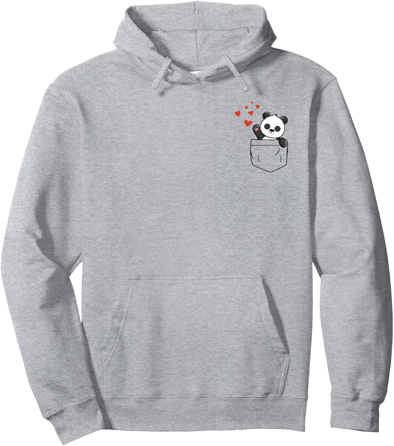 Panda In Pocket With Hearts Cute Panda Pocket Hoodie - Hoodie | Ash