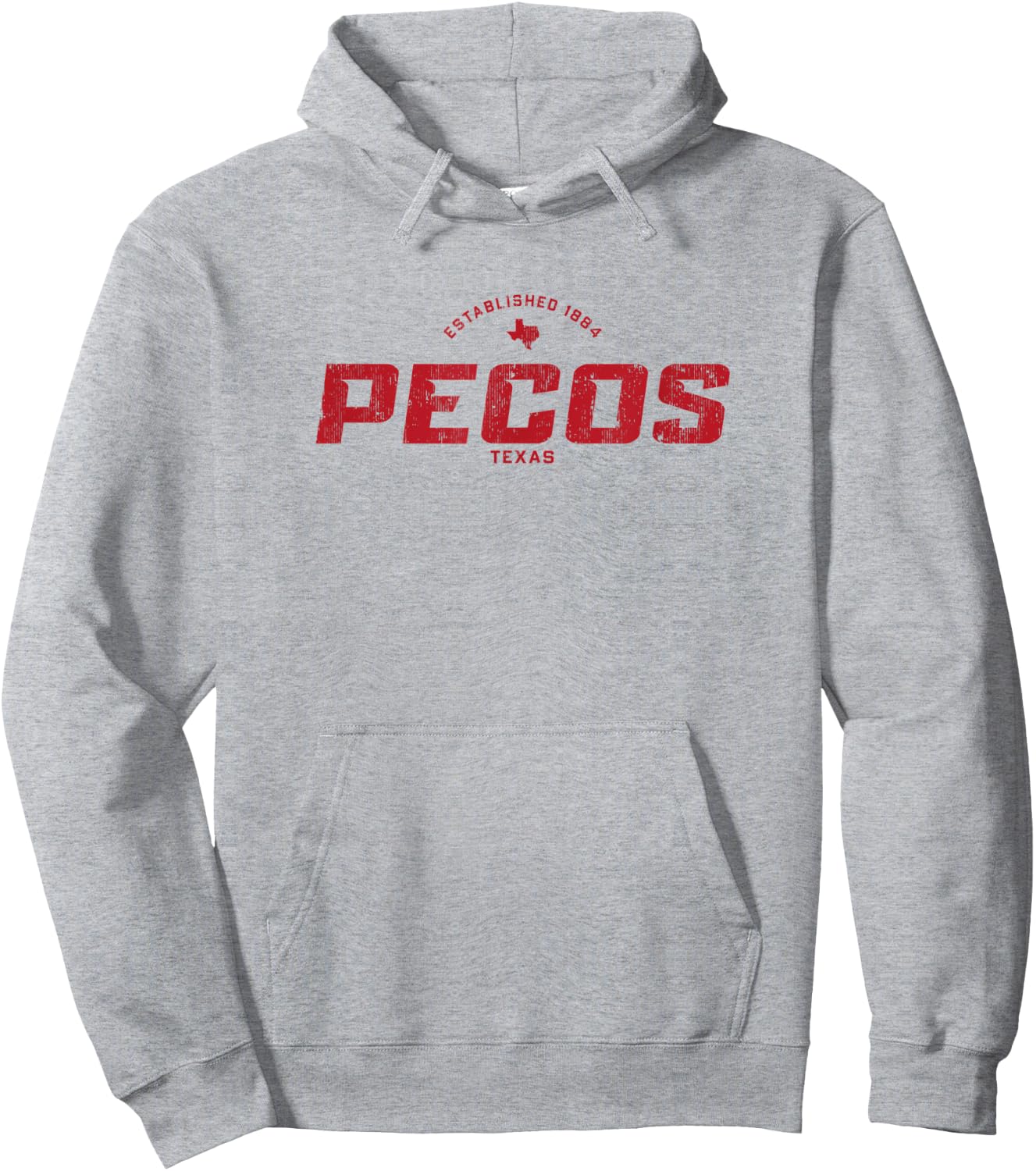 Pecos Texas TX Vintage Athletic Red Sports Logo Hoodie - Hoodie | Ash