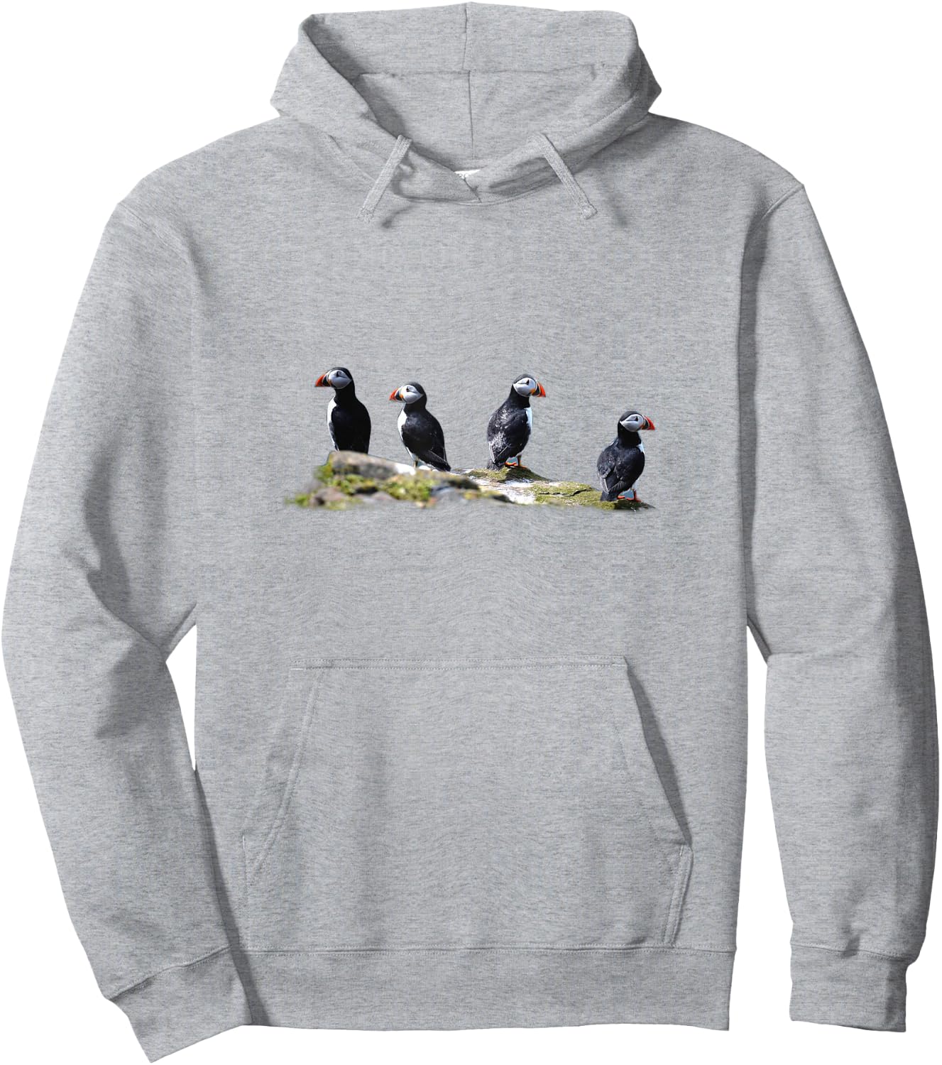 Cute Seabird - Puffin Birds On The Rock Hoodie - Hoodie | Ash