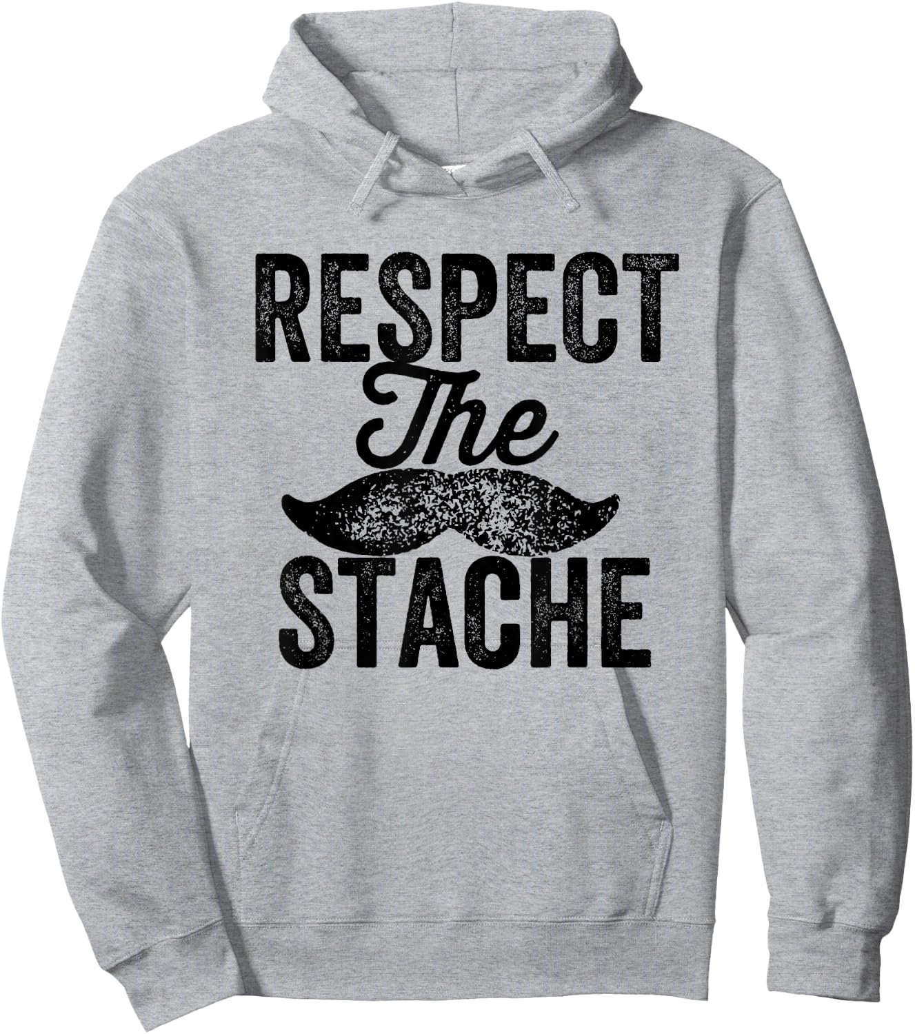 Respect the Stache Funny Mustache Vintage Retro Hoodie - Hoodie | Ash