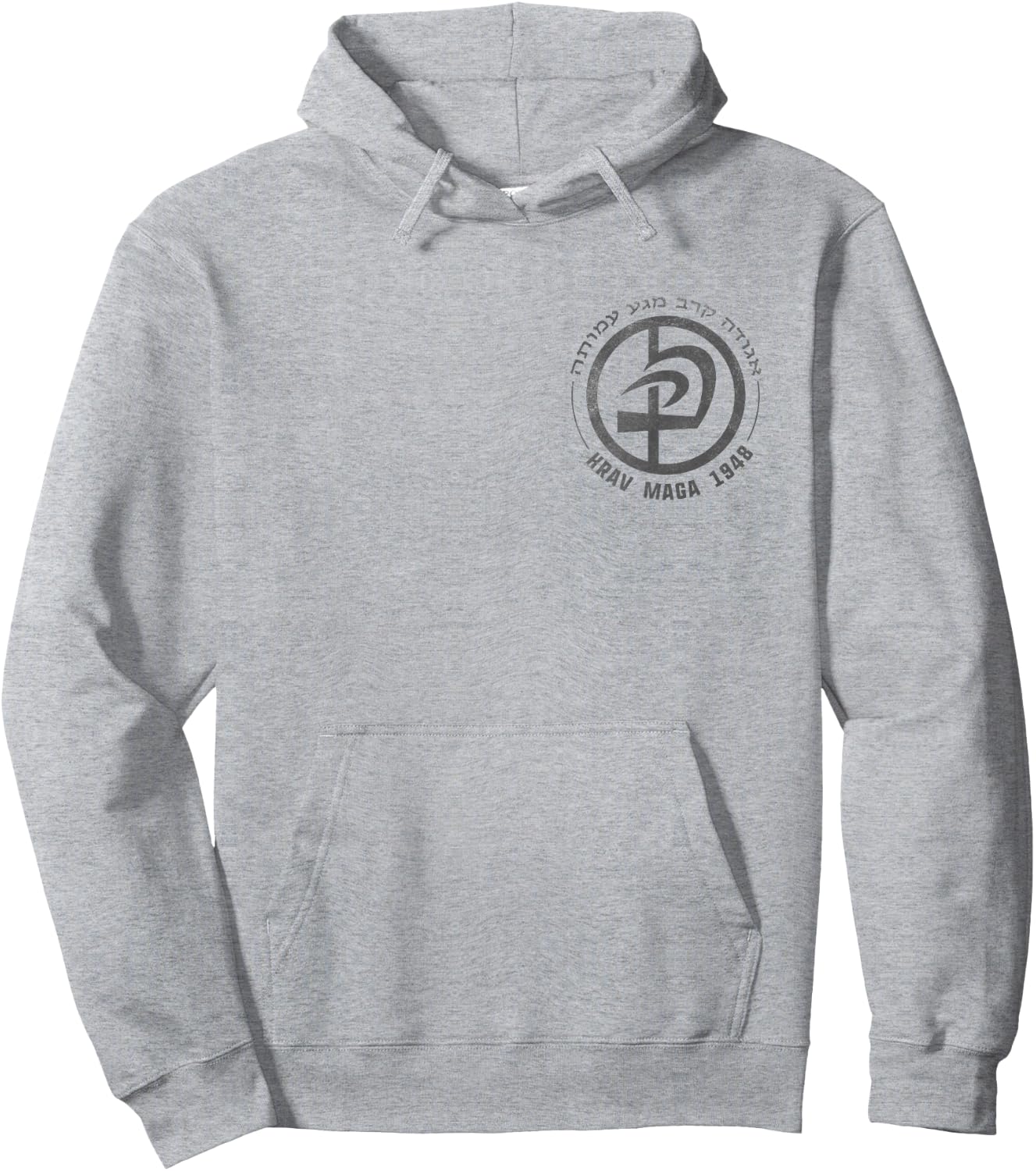 Krav Maga In Hebrew Letters Logo & Men Hoodie - Hoodie | Ash