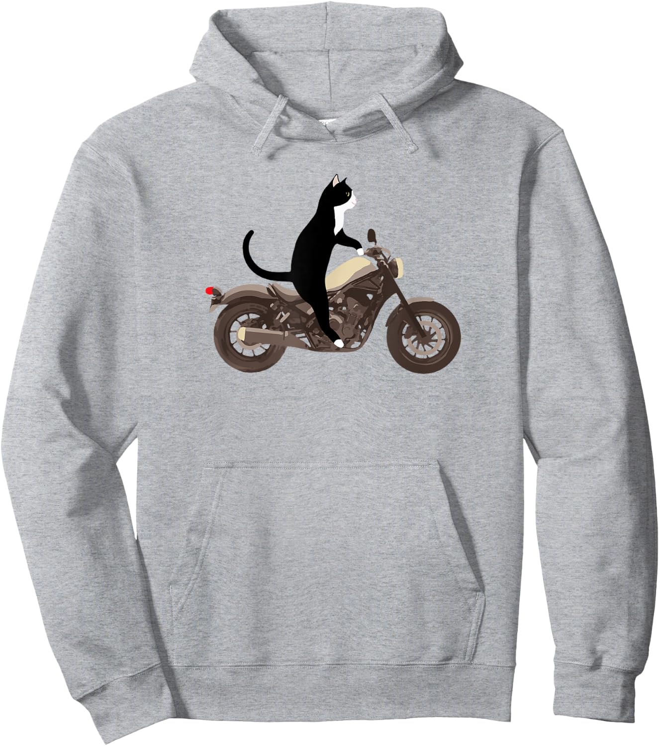 Cat on a Motorcycle Funny Hoodie - Hoodie | Ash