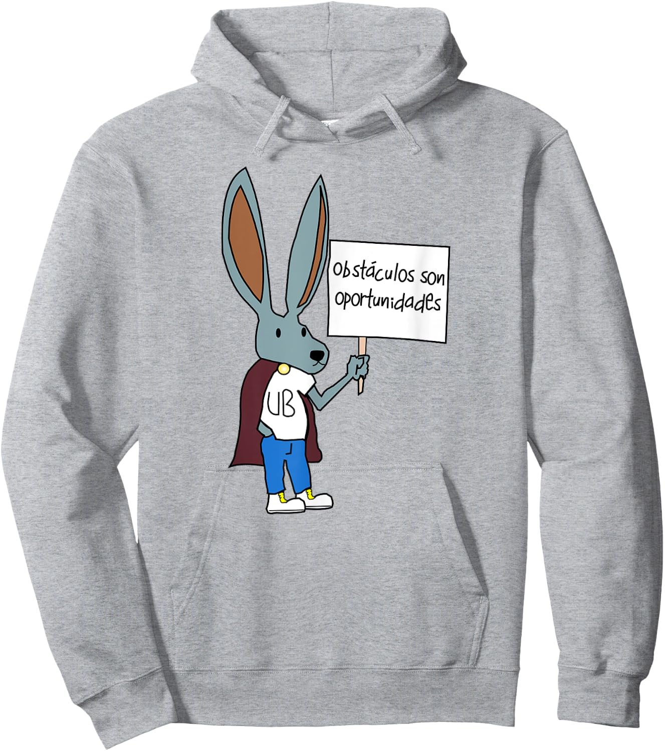 Obstaculos Son Oportunidades - Rabbit with Sign Hoodie - Hoodie | Ash