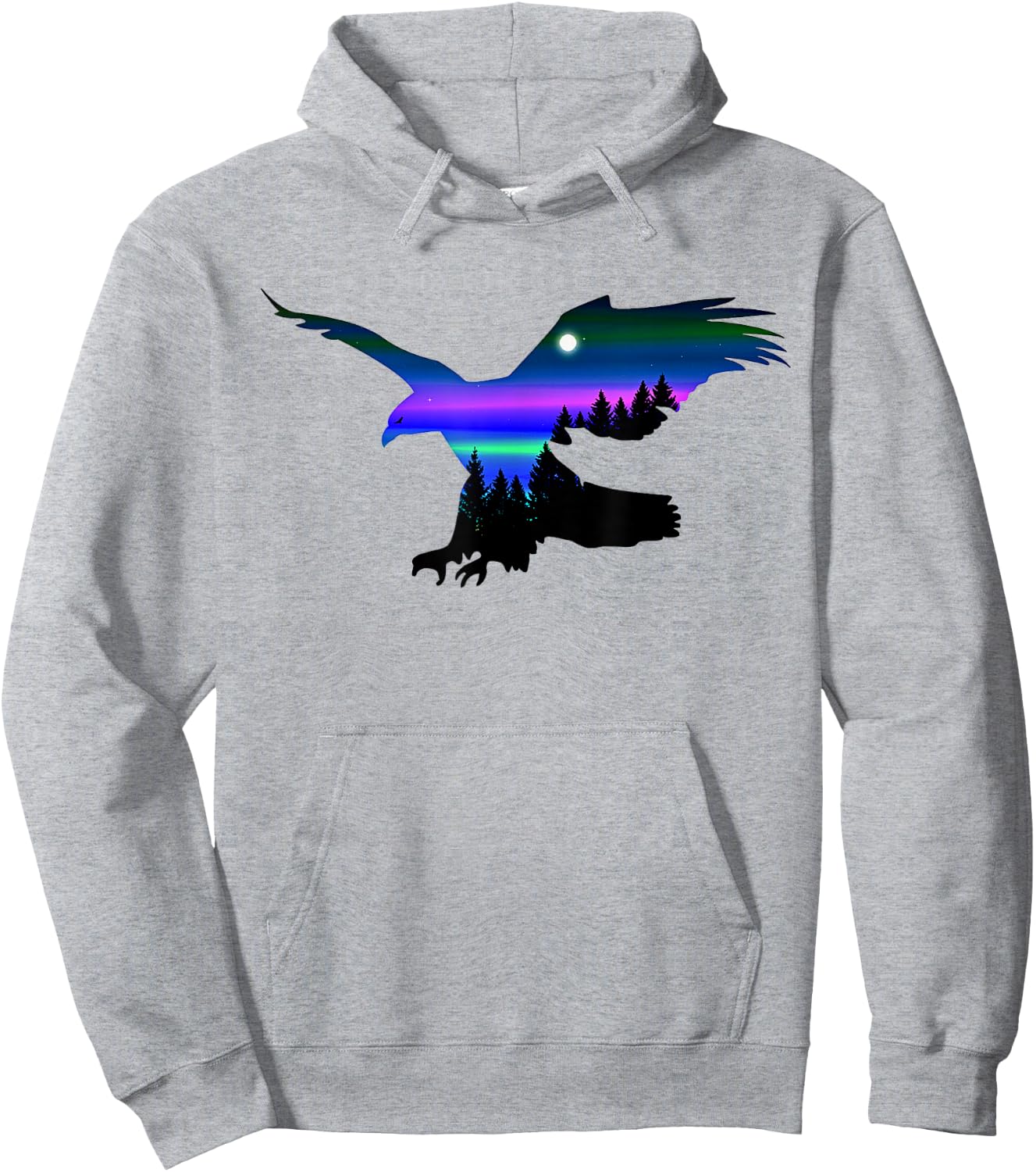 Beautiful Flying Eagle Aurora Sky Silhouette Hoodie - Hoodie | Ash