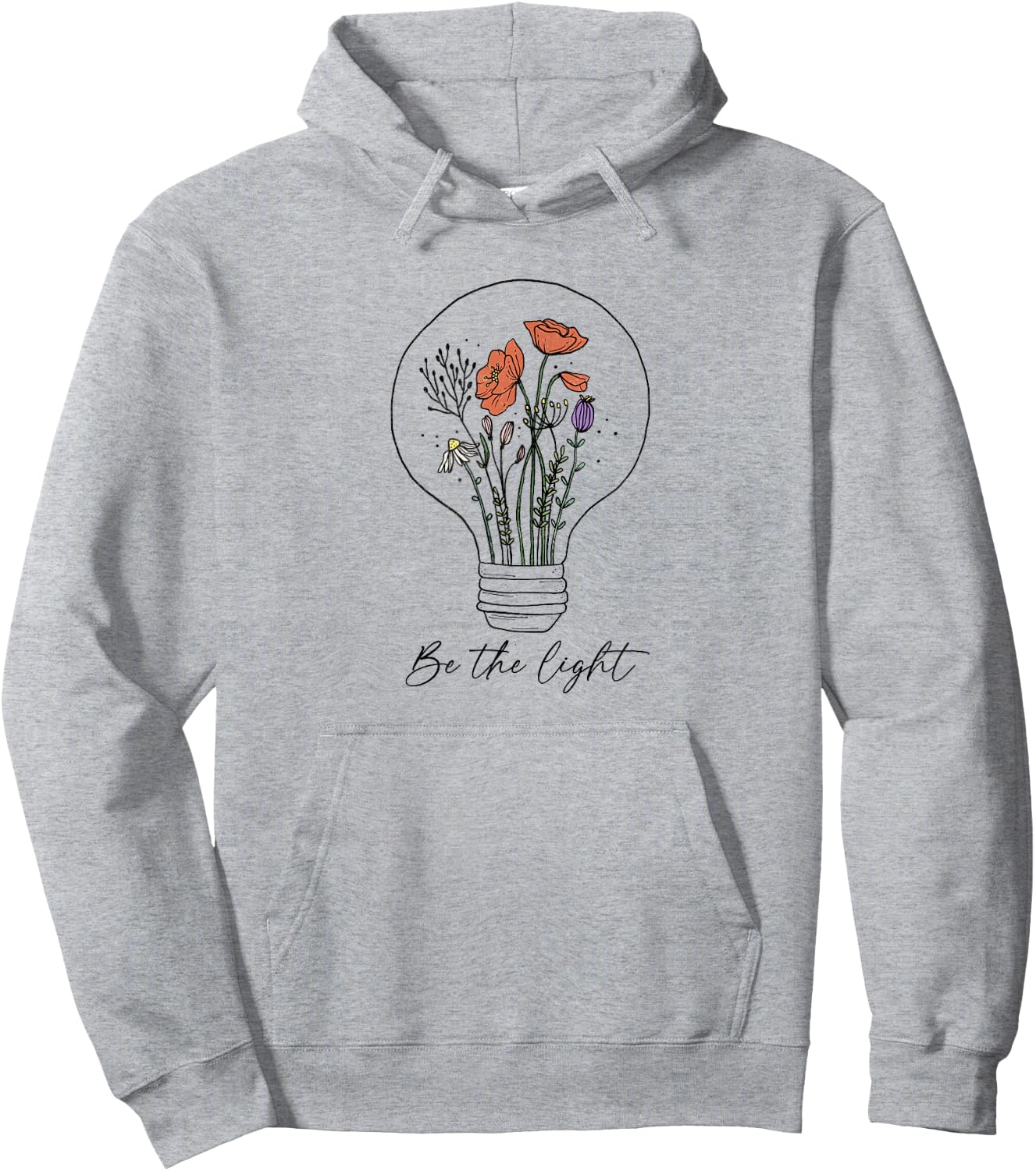 Be The Light Floral Lightbulb Doodle Hoodie - Hoodie | Ash