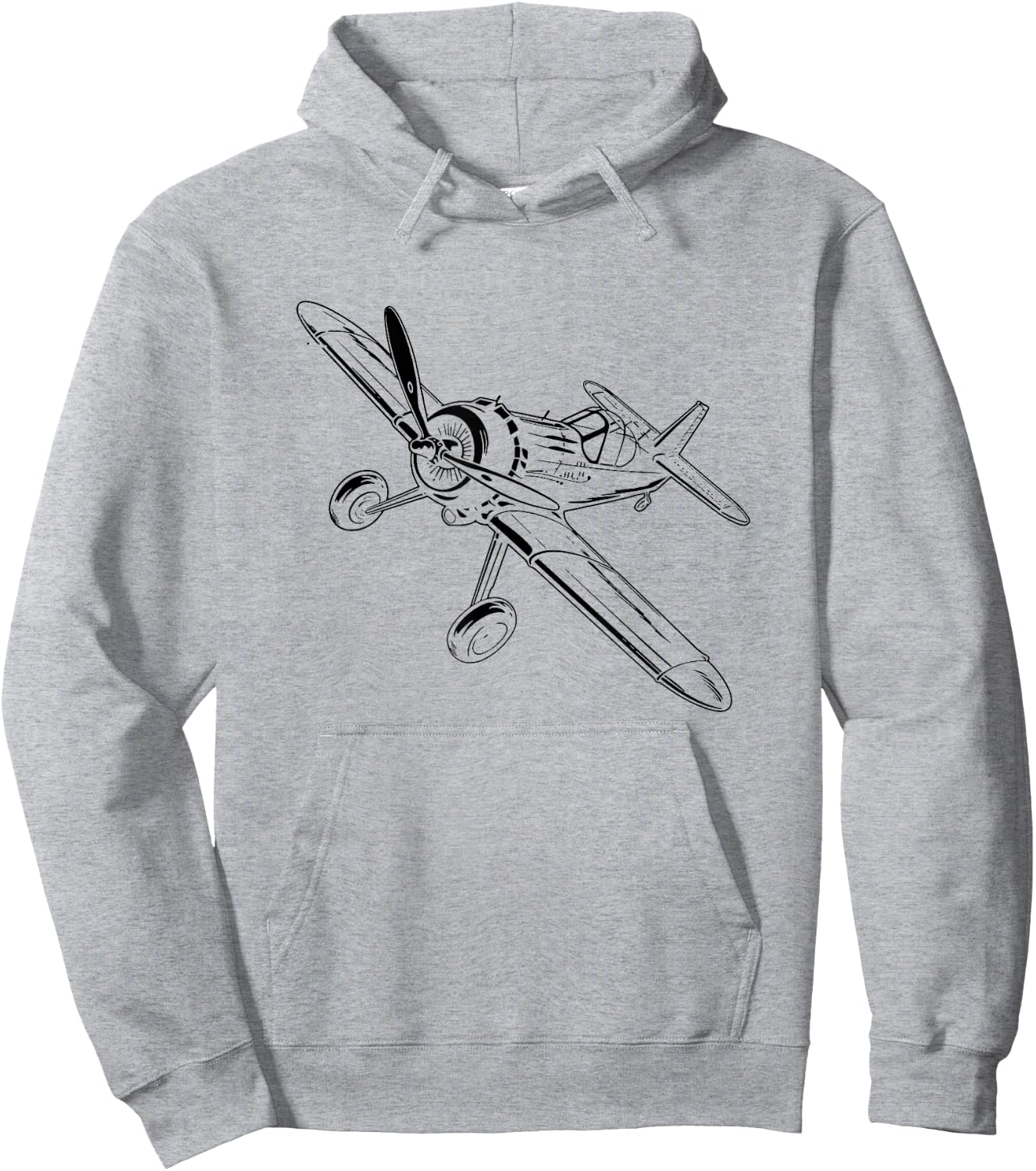 Propeller Aircraft Drawing Plane Lover Hoodie - Hoodie | Ash