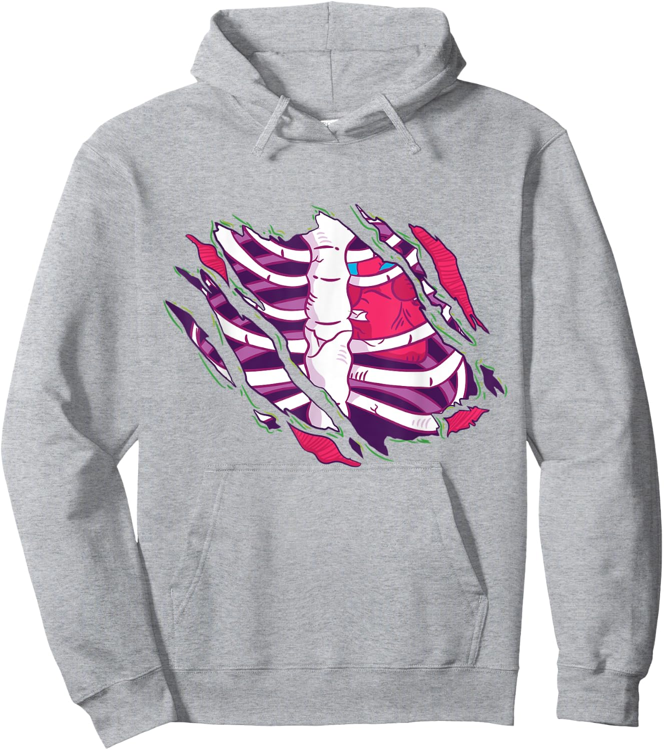 Zombie Ribcage Bones Costume Hoodie - Hoodie | Ash