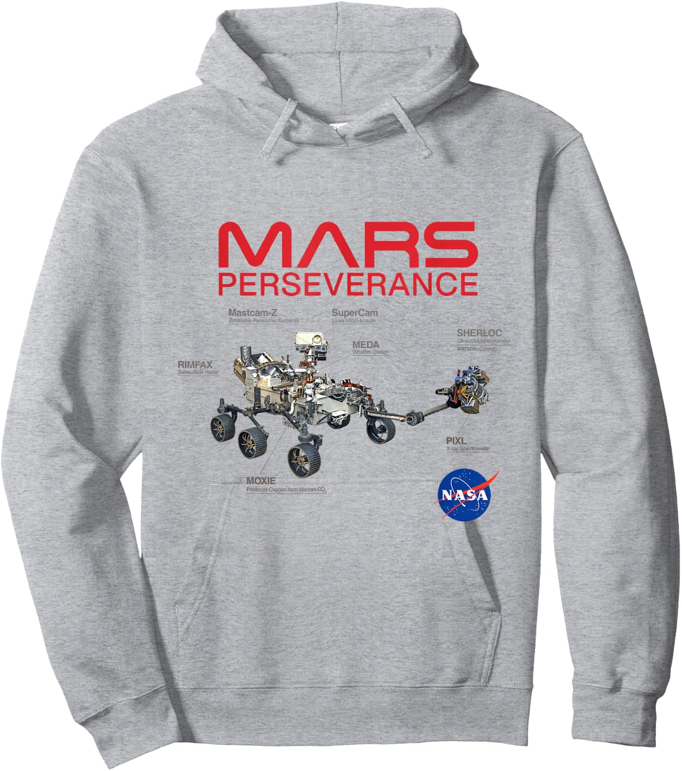 NASA Mars Perseverance Rover Diagram Hoodie - Hoodie | Ash