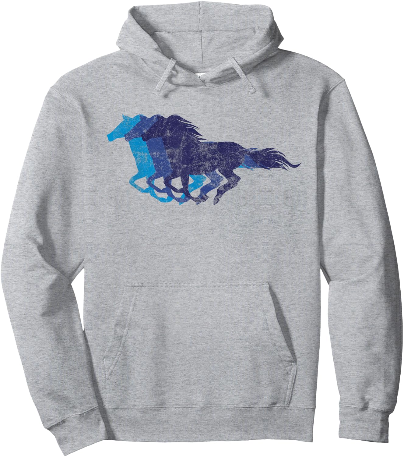 Blue Horse Racing Silhouette Shirt Equitation Hoodie - Hoodie | Ash