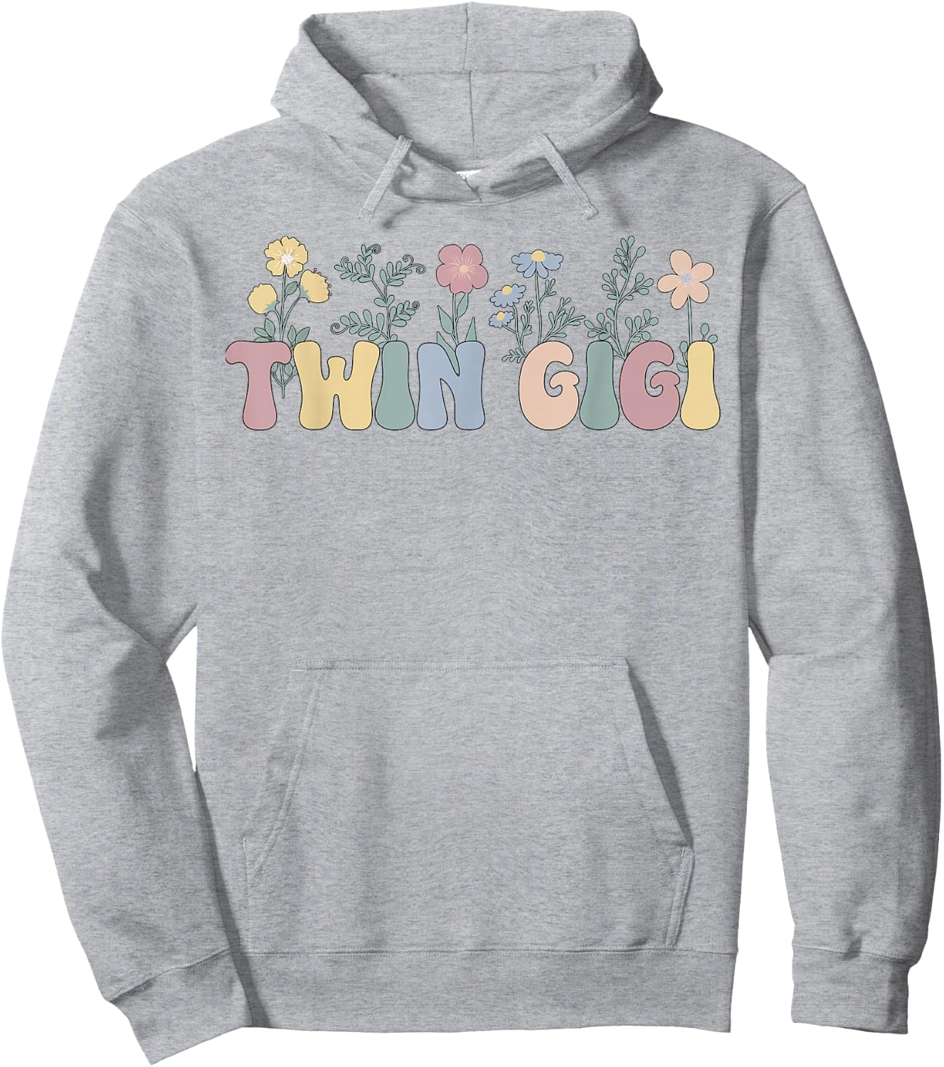 Twin Gigi Flowers Grandma Gigi Of Twins Hoodie - Hoodie | Ash