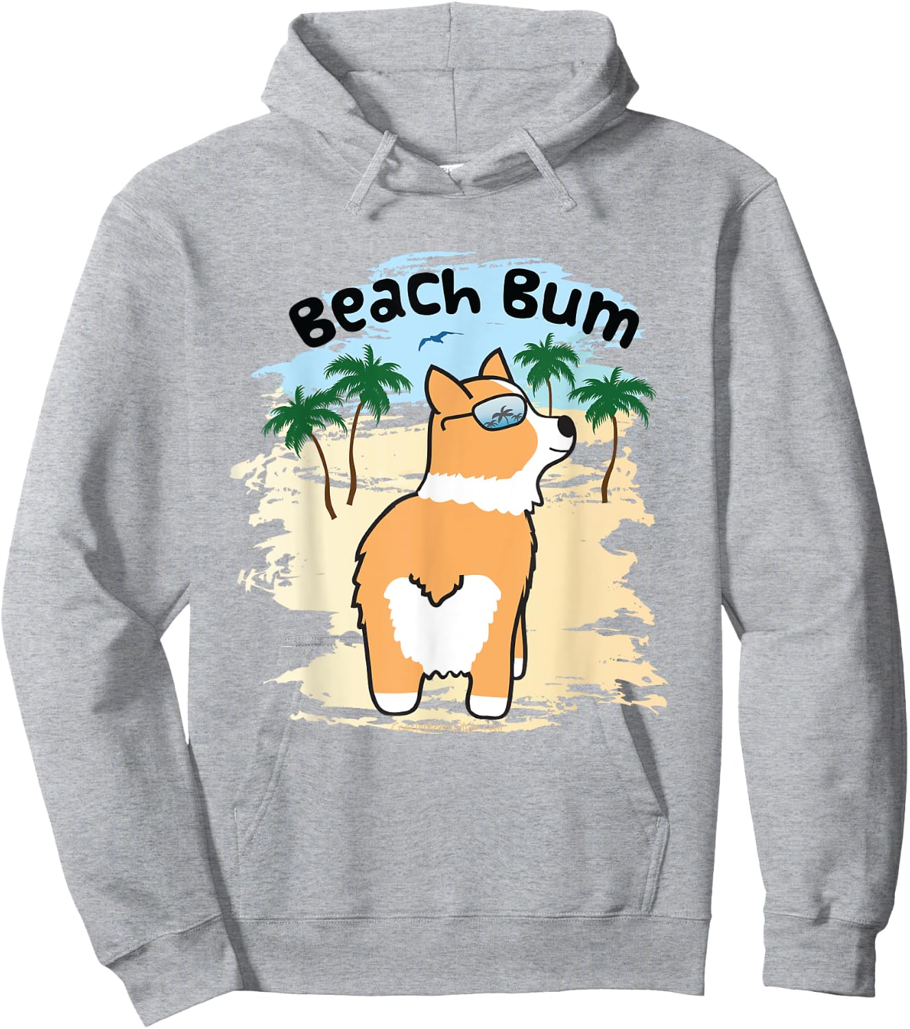 Funny Corgi Dog Beach Bum T Shirt Women Hoodie - Hoodie | Ash