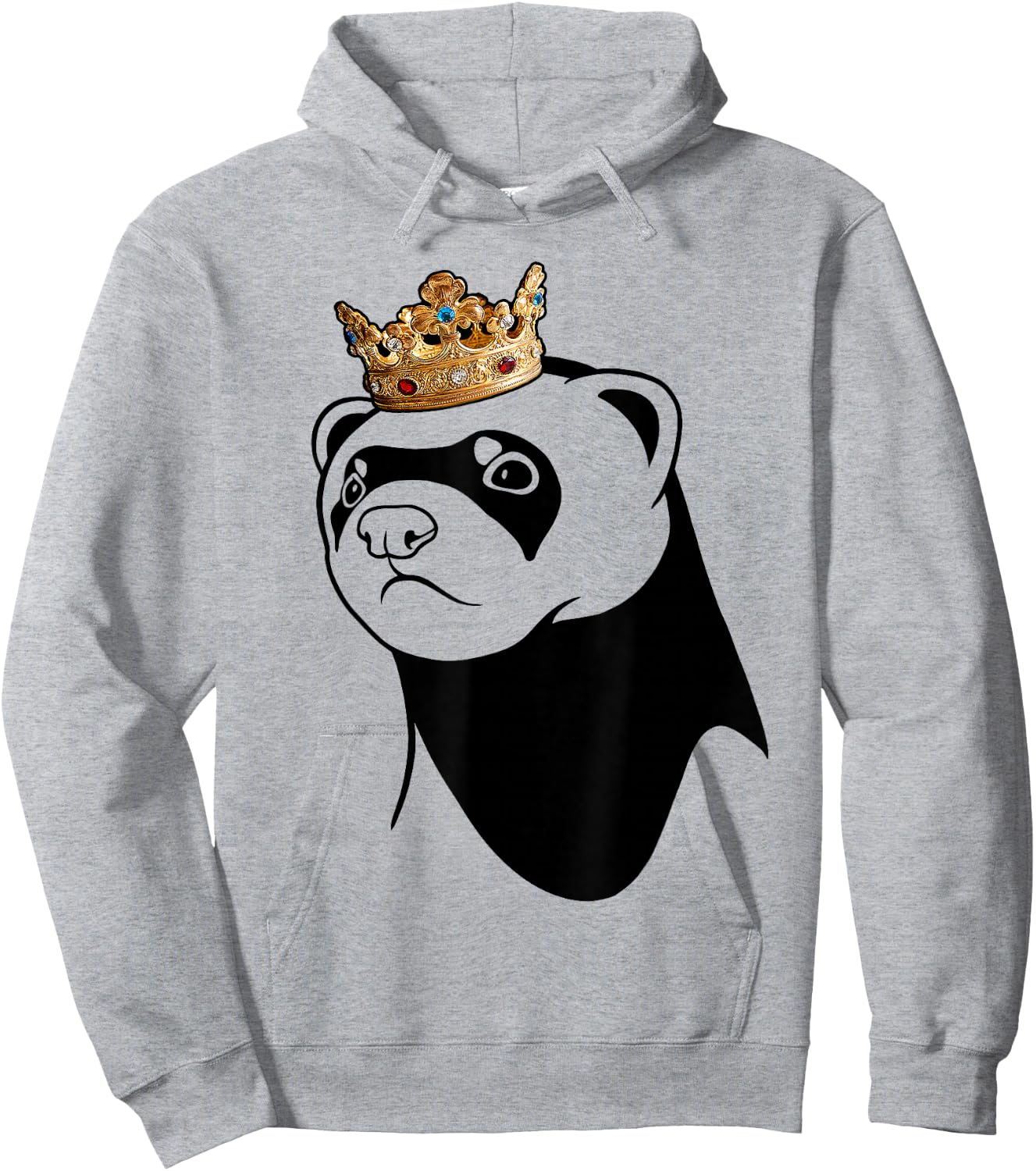 Ferret Wearing Crown Hoodie - Hoodie | Ash