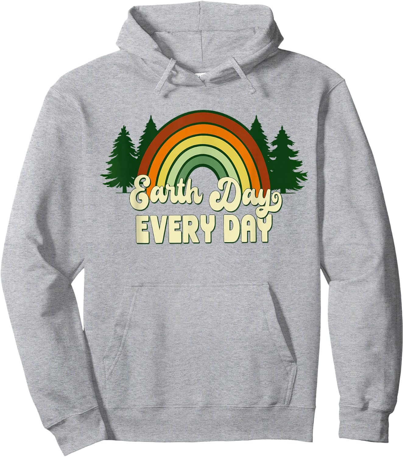 Earth Day Everyday Rainbow Pine Trees Hoodie - Hoodie | Ash