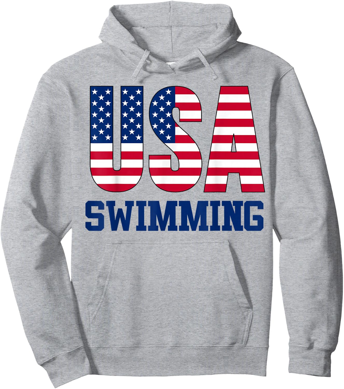 USA with American Flag Swimming Sports Hoodie - Hoodie | Ash