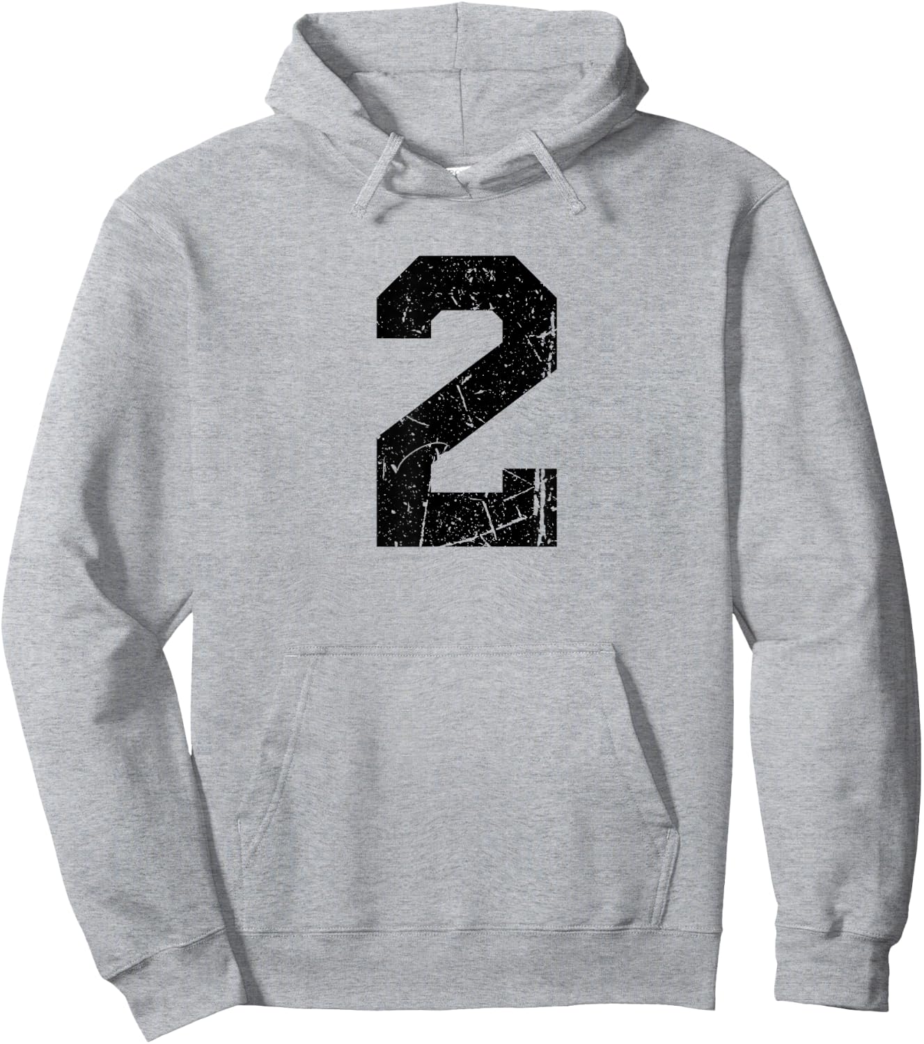 Distressed Black Sports Team Number #2 Hoodie - Hoodie | Ash