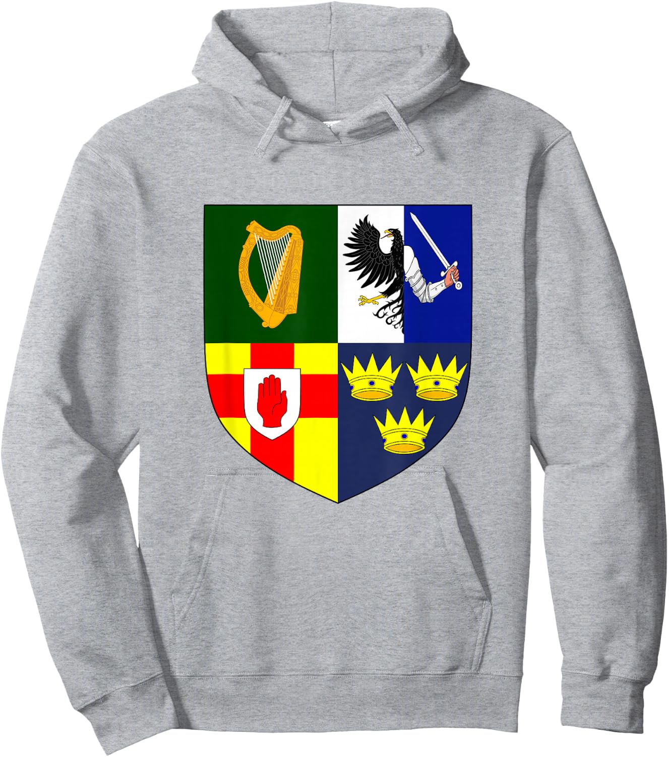 Ireland Provinces Coat of Arms Irish Emblem Hoodie - Hoodie | Ash