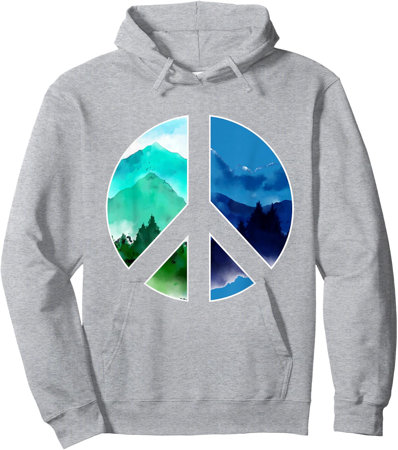 Outdoor Mountains Wildlife Peace Sign Nature Hoodie - Hoodie | Ash