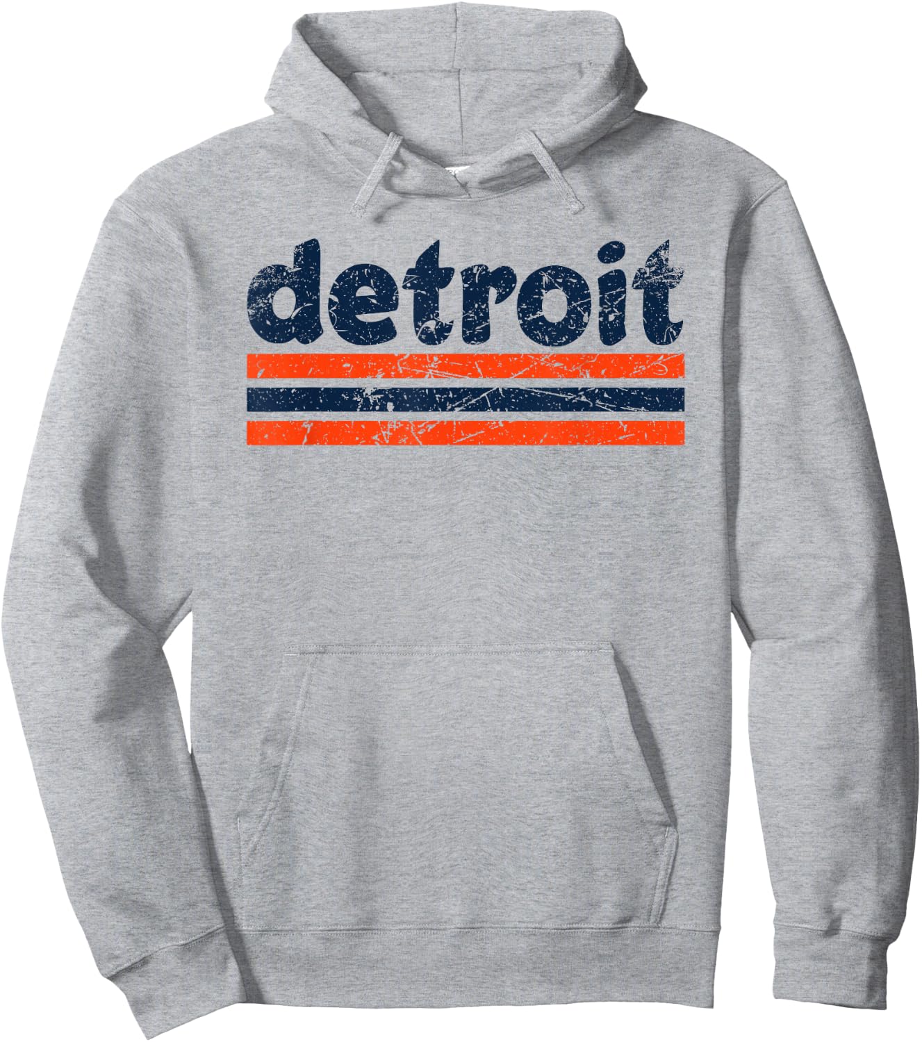 Detroit Michigan Three Stripe Vintage Weathered Hoodie - Hoodie | Ash