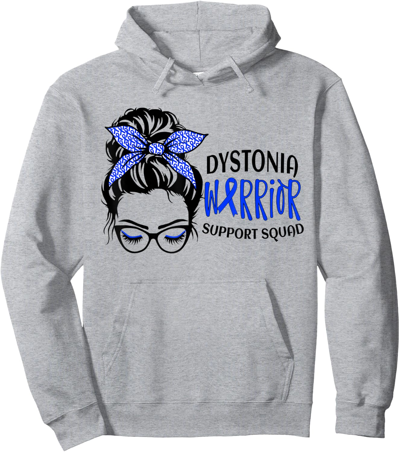 Dystonia Warrior Awareness Support Messy Bun Hoodie - Hoodie | Ash