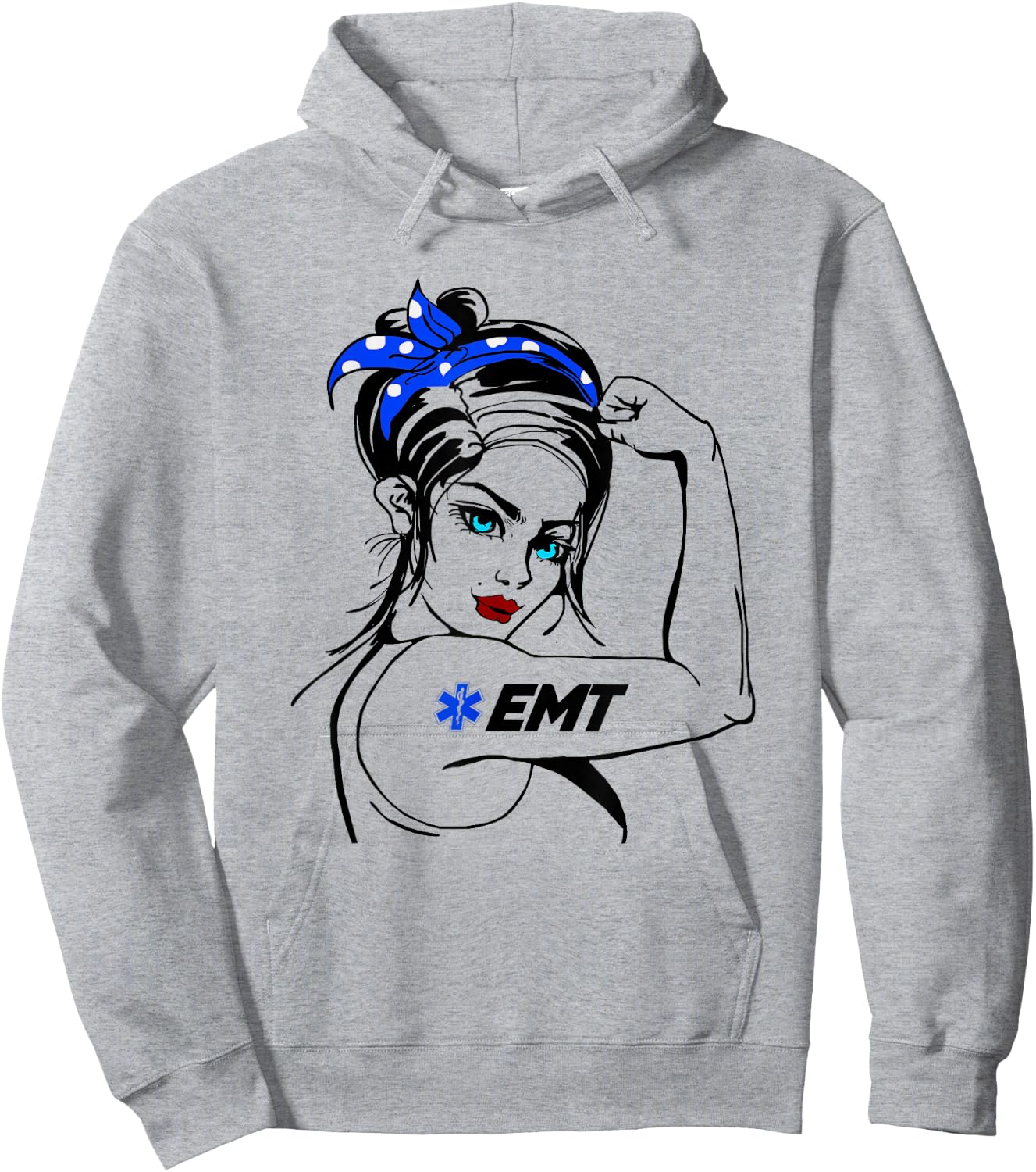 EMS Emergency EMT Rosie The Riveter Hoodie - Hoodie | Ash