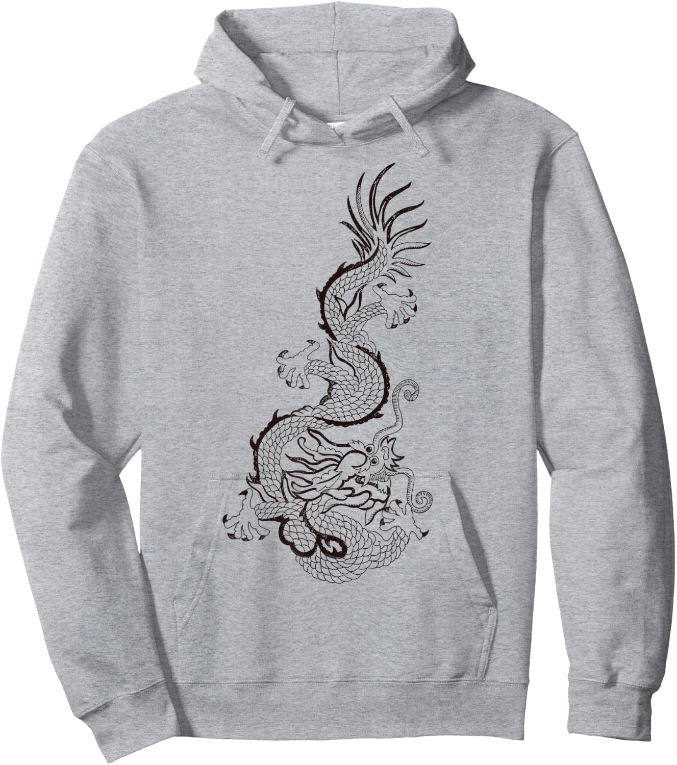 Traditional Korean Dragon Drawing Hoodie - Hoodie | Ash