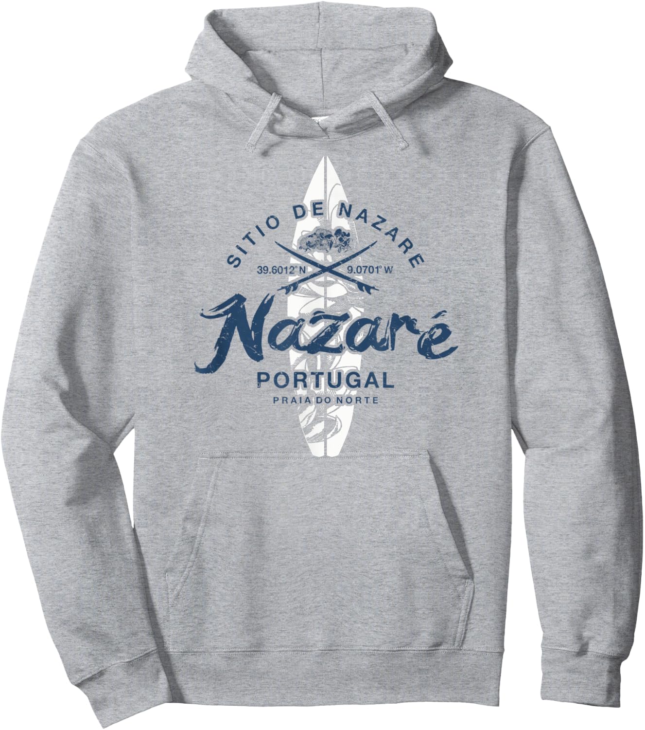 Nazare Portugal Praia do Norte Surfing Vintage Hoodie - Hoodie | Ash