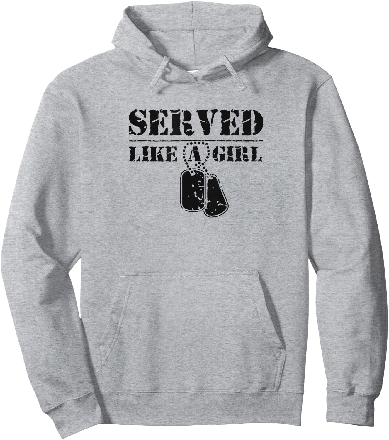 Served Like a Girl Military Dog Tags Hoodie - Hoodie | Ash