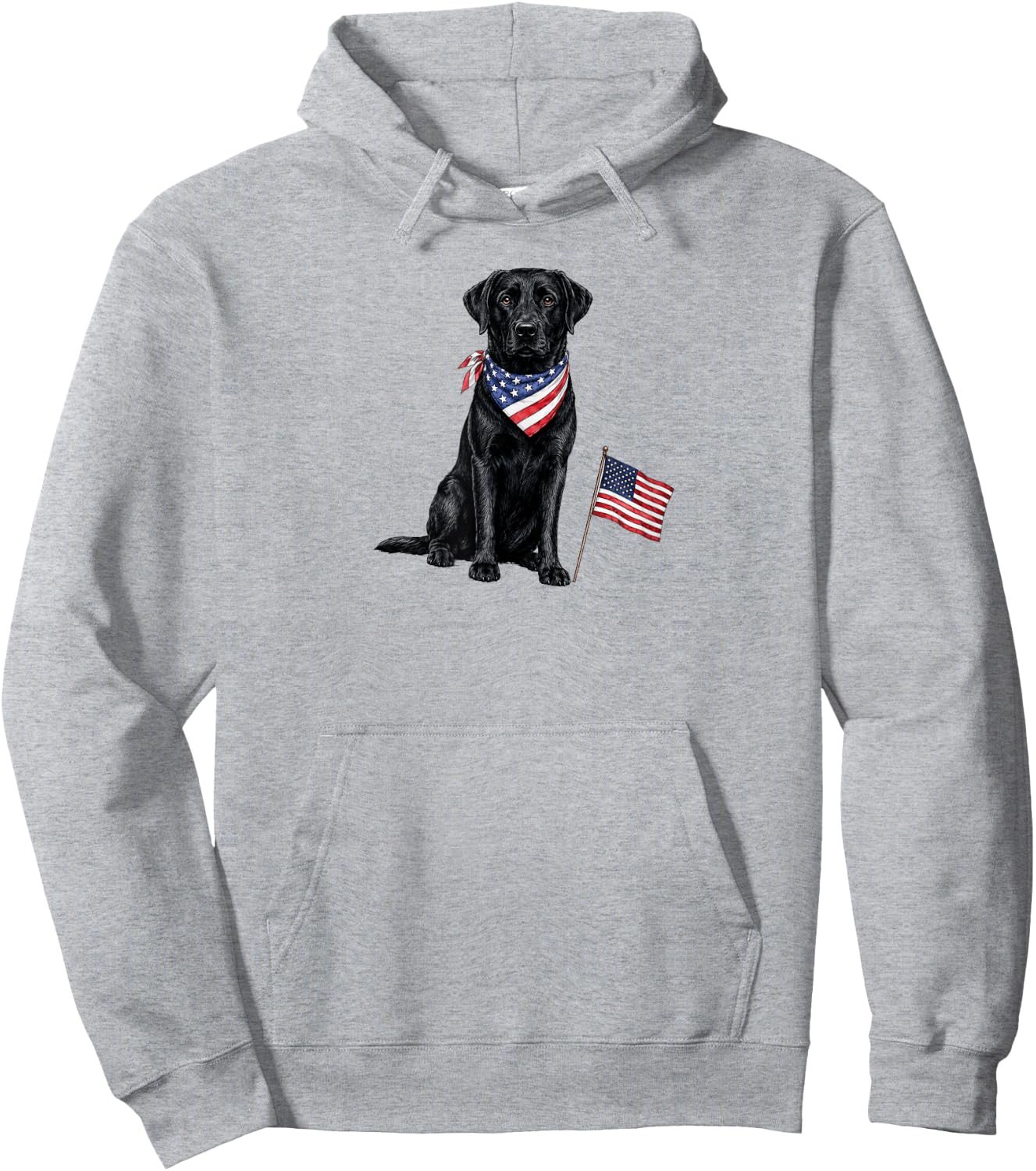 Black Labrador American Flag 4th of July Hoodie - Hoodie | Ash