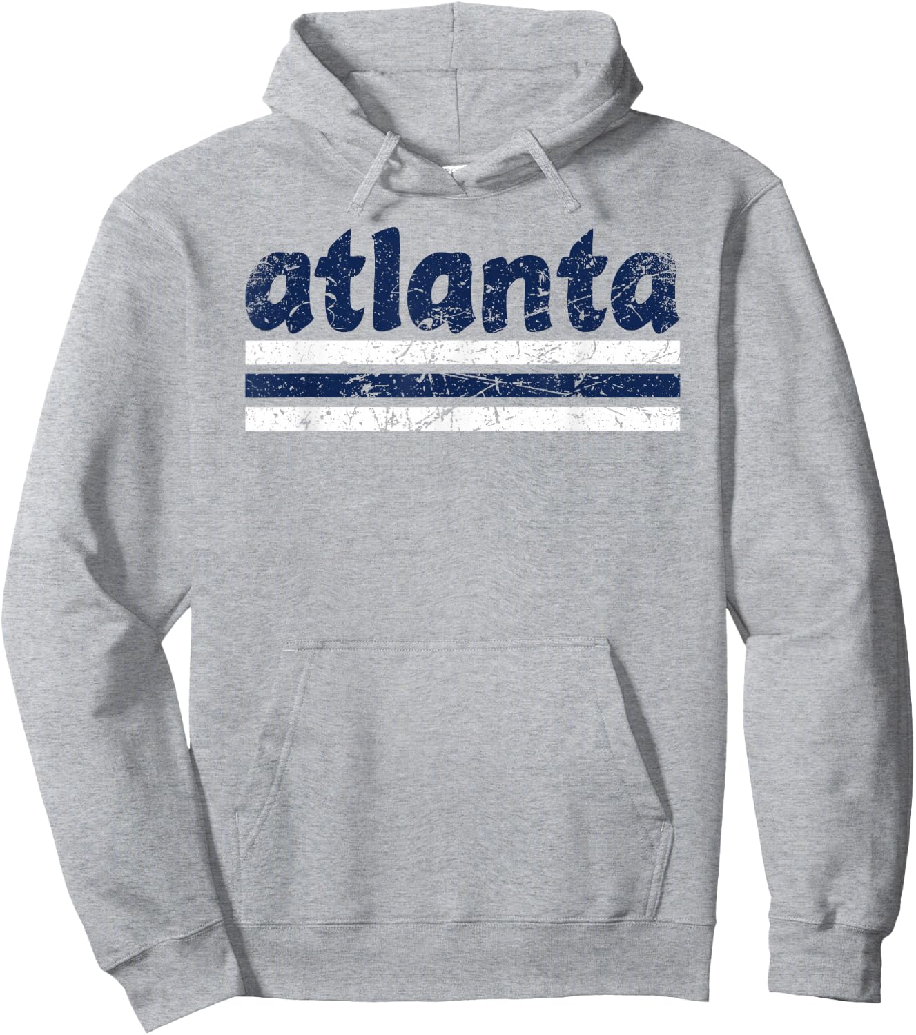 Atlanta Georgia Three Stripe Vintage Weathered Hoodie - Hoodie | Ash