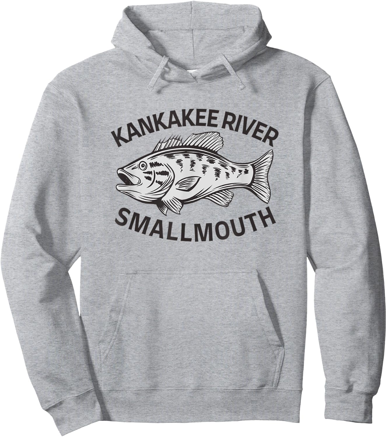 Kankakee River Bass Fishing Hoodie - Hoodie | Ash