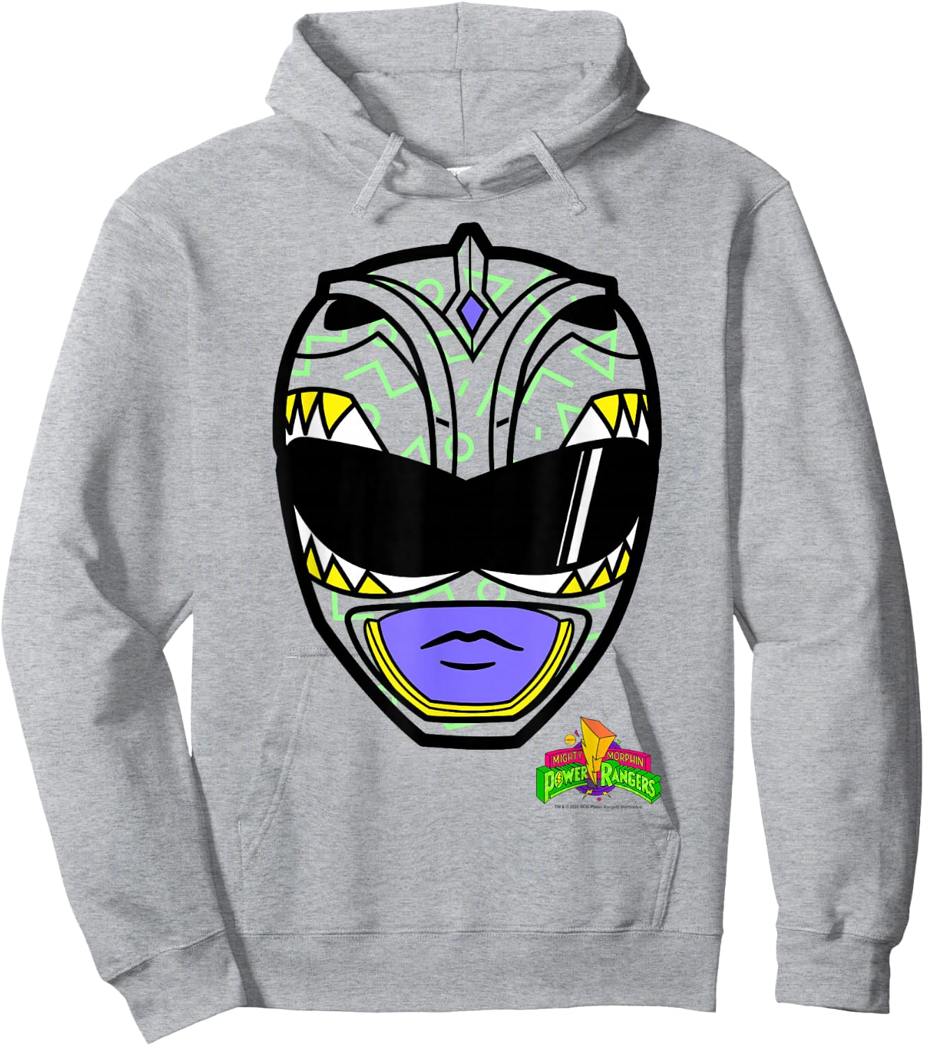 Power Rangers Green Ranger Retro Print Big Face Hoodie - Hoodie | Ash