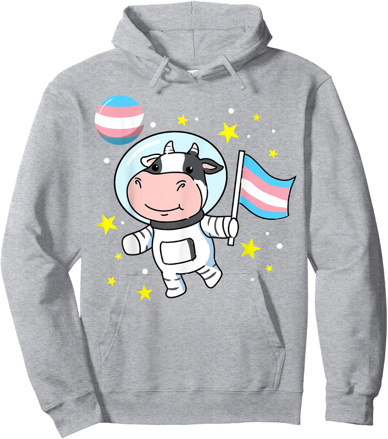 Cow Astronaut Trans Pride Hoodie - Hoodie | Ash