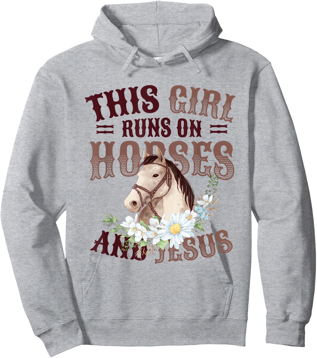 This Girl Runs On Horses And Jesus Girls Horse Hoodie - Hoodie | Ash