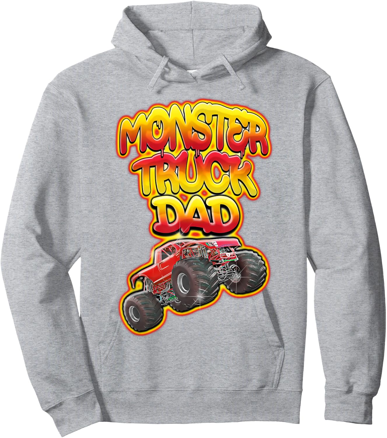 Monster Truck Dad Hot Red Graffiti Style Funny Hoodie - Hoodie | Ash