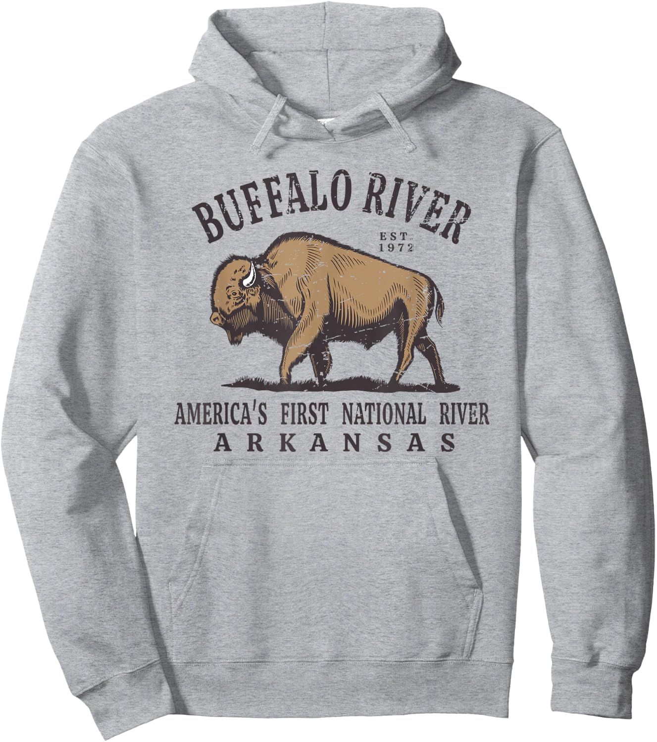 Buffalo National River Arkansas Est 1972 Hoodie - Hoodie | Ash