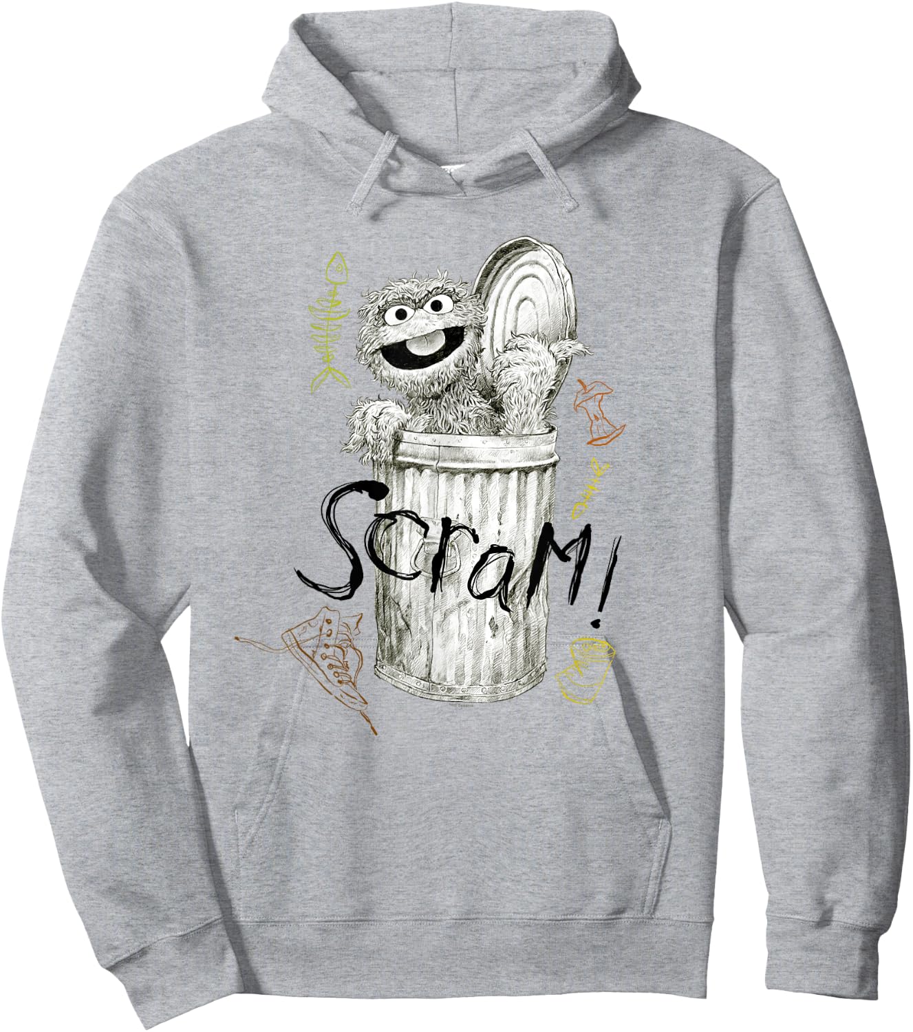 Sesame Street Oscar The Grouch Scram! Hoodie - Hoodie | Ash
