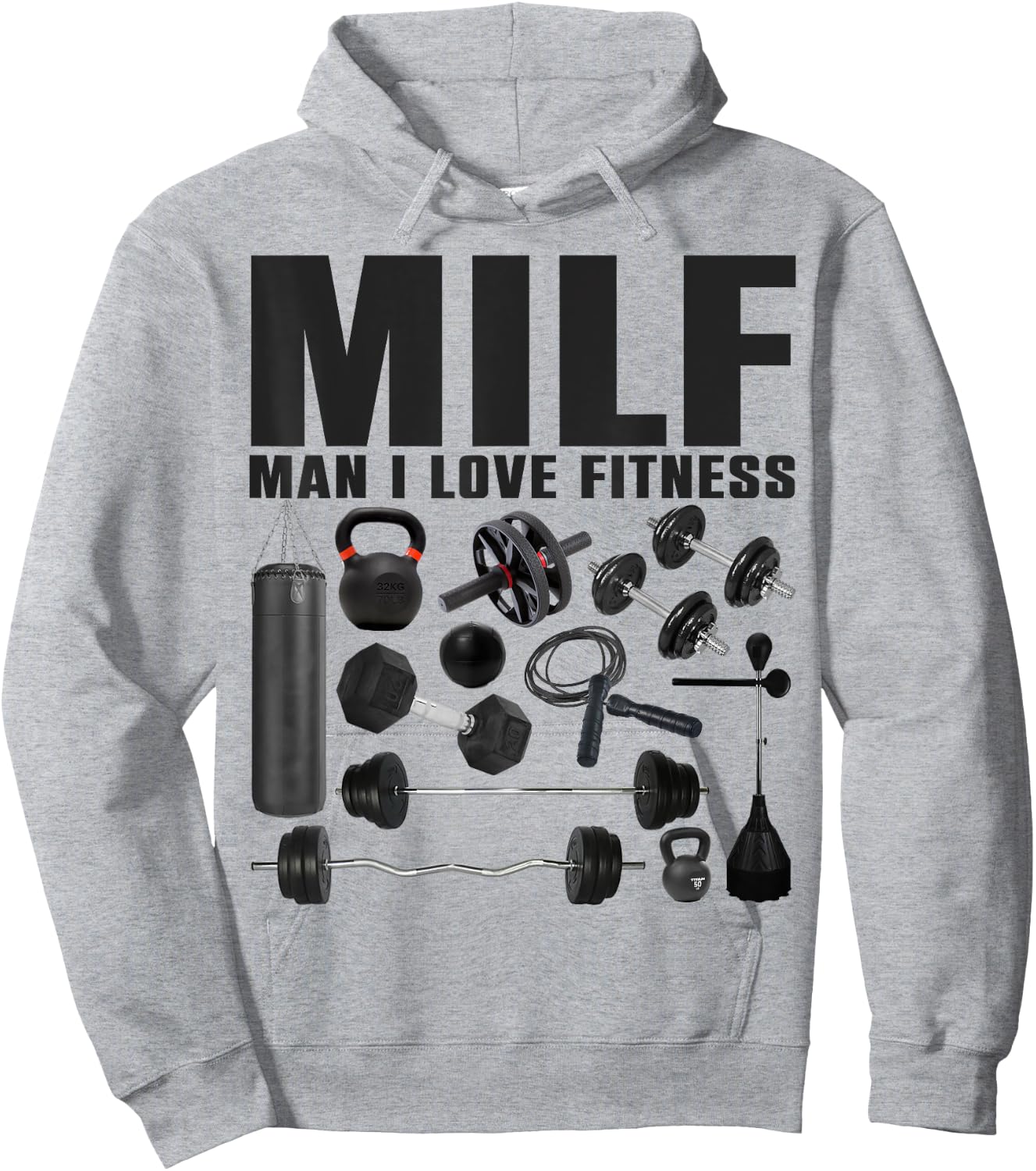 MILF Man I Love Fitness Funny Gym Fitness Hoodie - Hoodie | Ash
