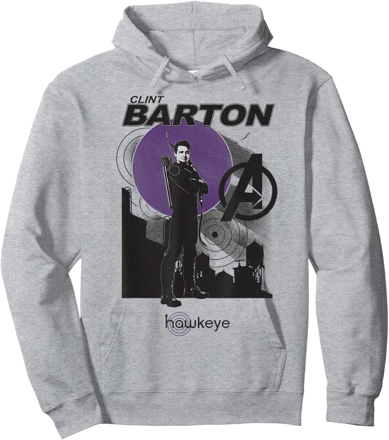 Marvel Hawkeye Moon Skyline Silhouette Hoodie - Hoodie | Ash