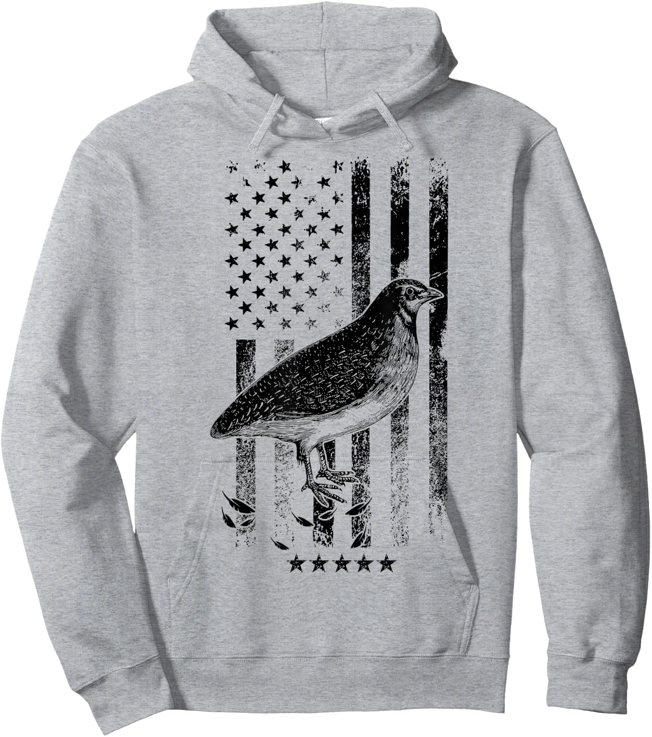 USA American Flag Hunters - Hunting Quail Bird Hoodie - Hoodie | Ash