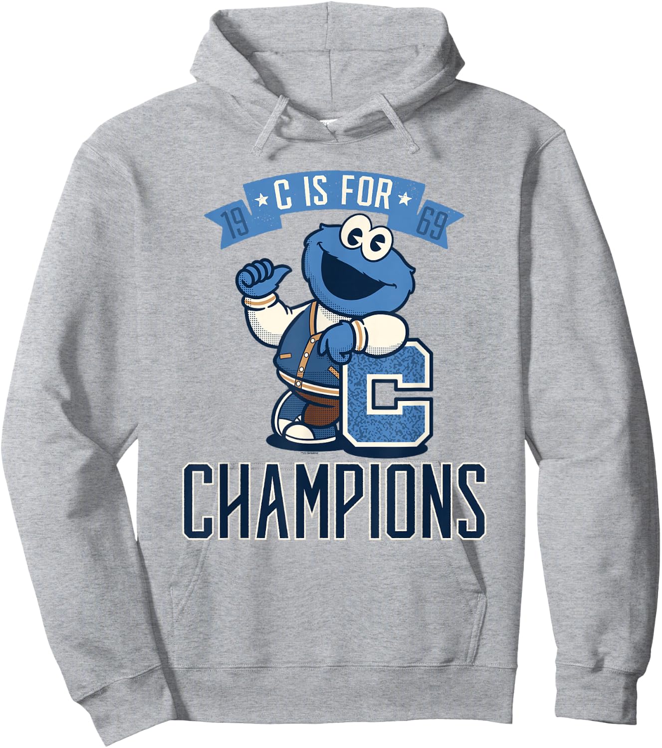 Sesame Street Cookie Monster C Is for Champions Hoodie - Hoodie | Ash