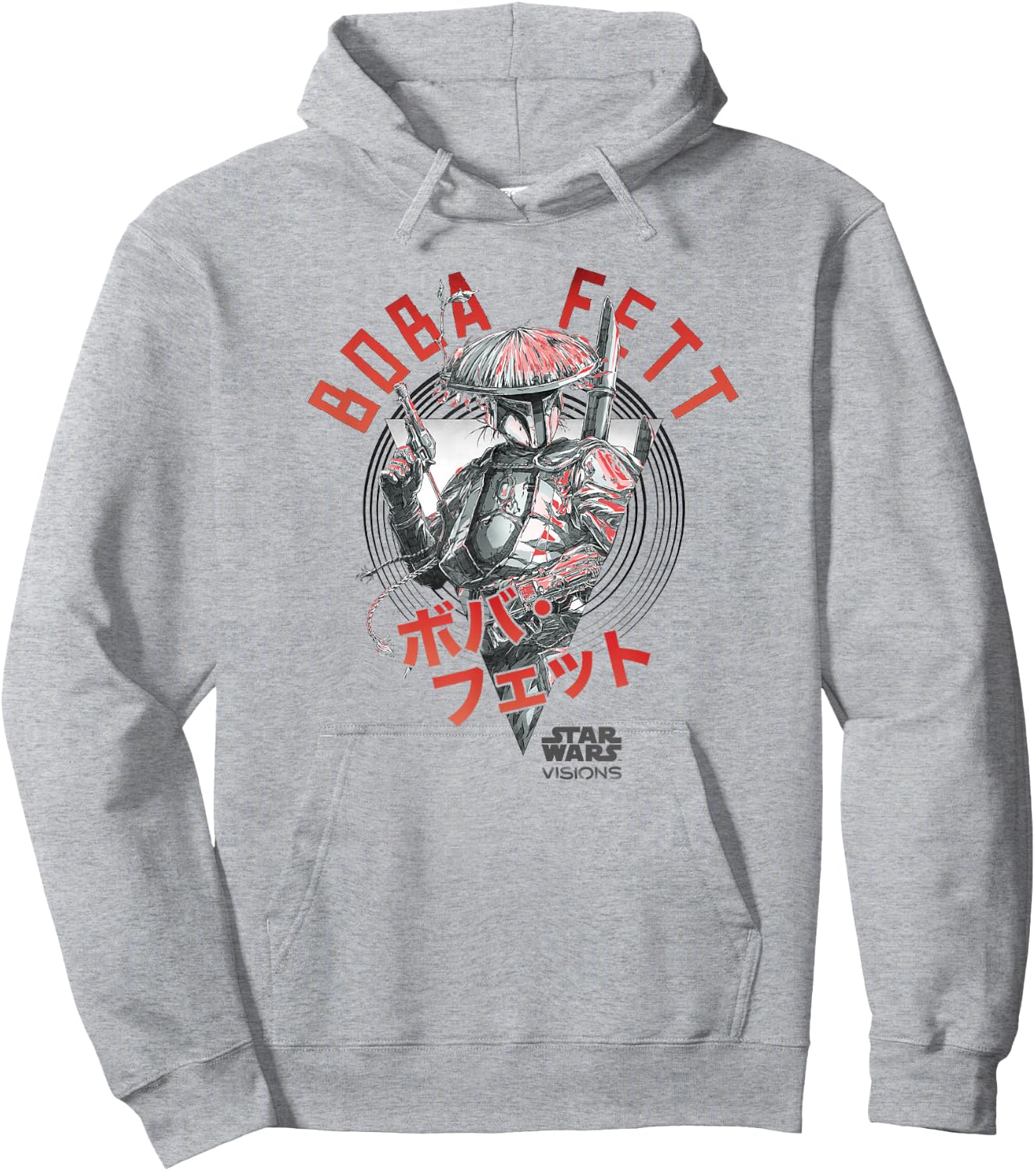 Star Wars Visions Boba Fett Kanji Poster Hoodie - Hoodie | Ash