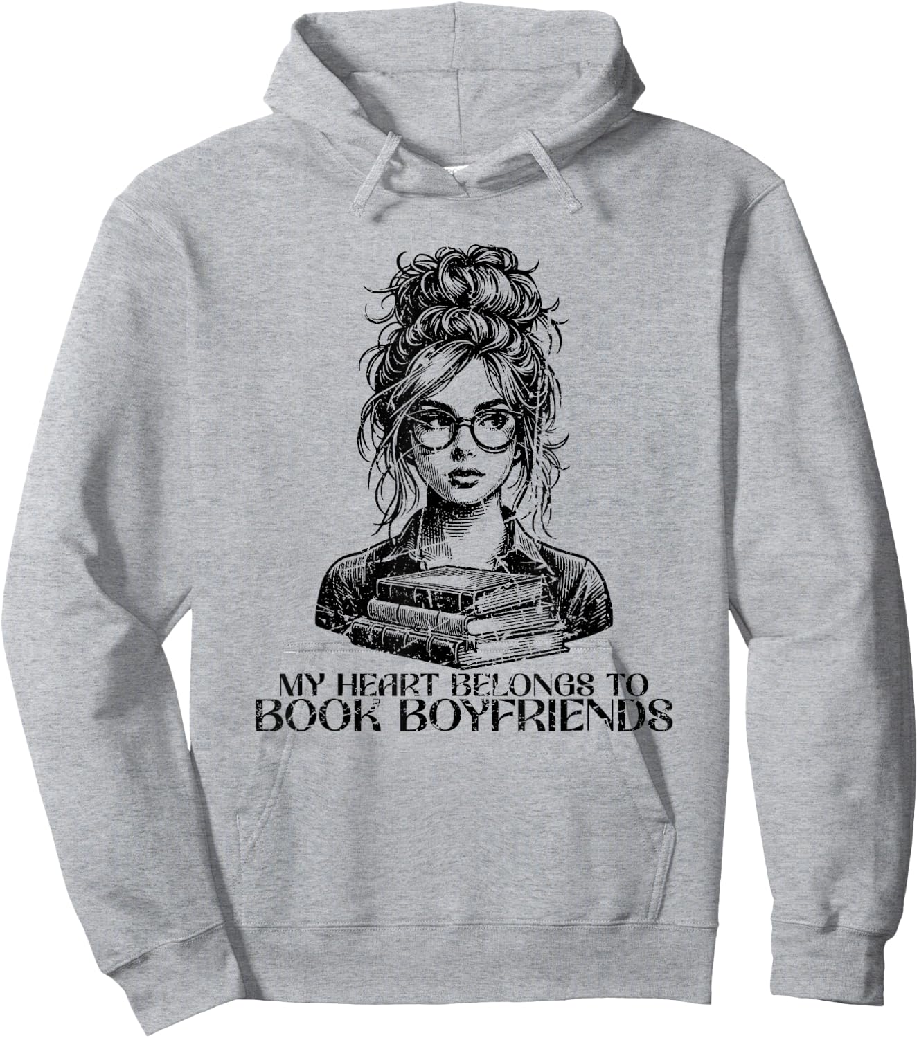 Book Lover - Bent Over a Book Funny Hoodie - Hoodie | Ash