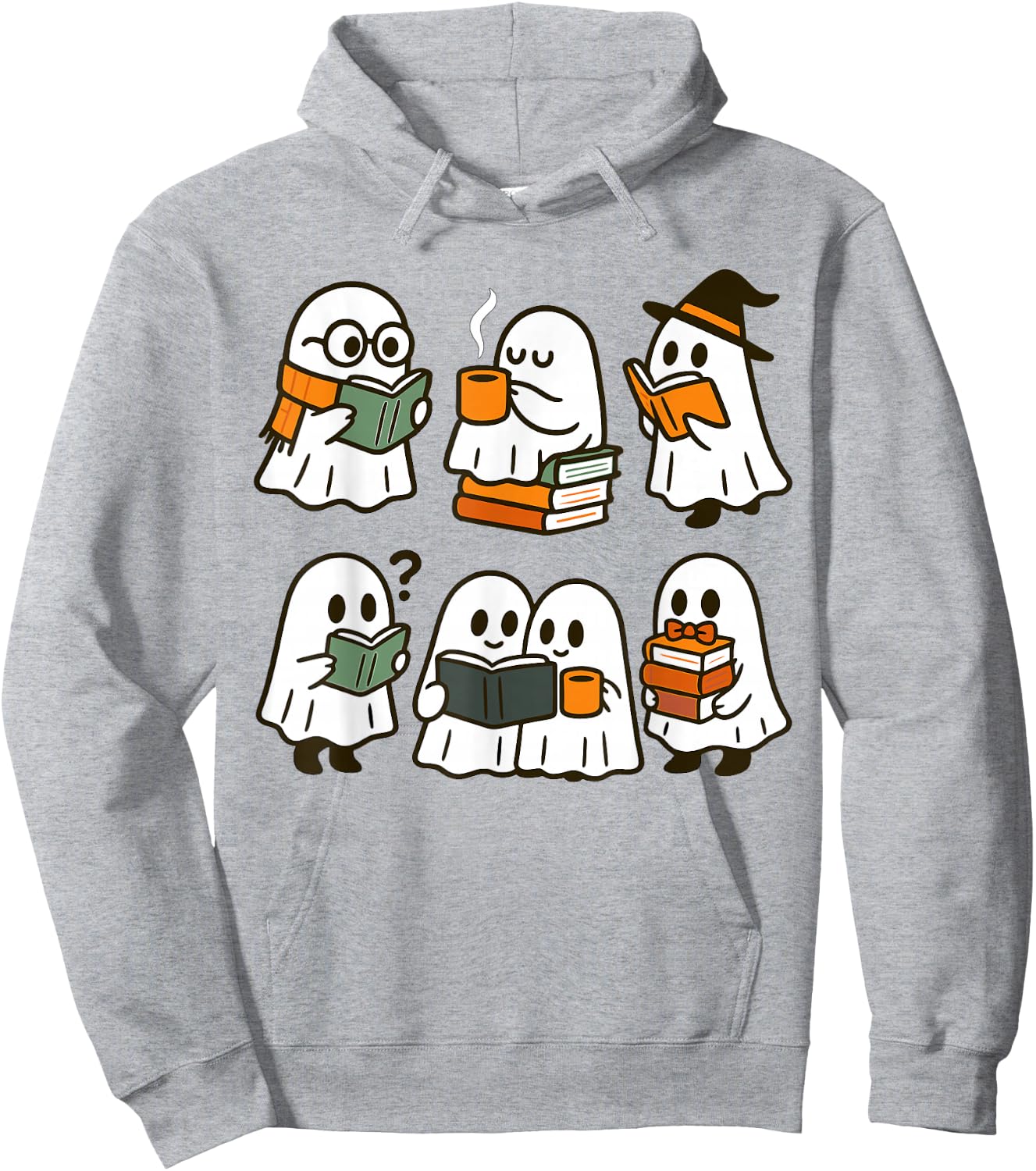 Cute Ghosts Reading Books Halloween Hoodie - Hoodie | Ash