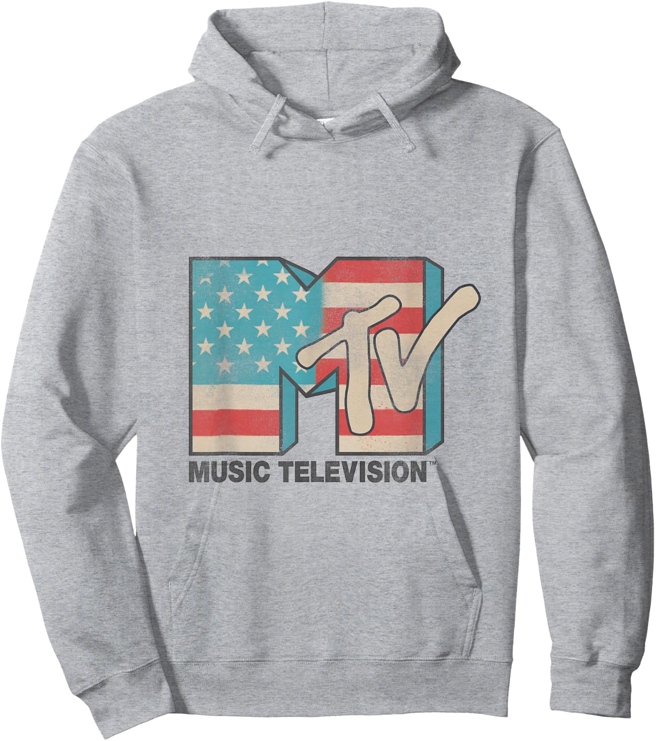 MTV American Flag Logos T- Shirts Hoodie - Hoodie | Ash
