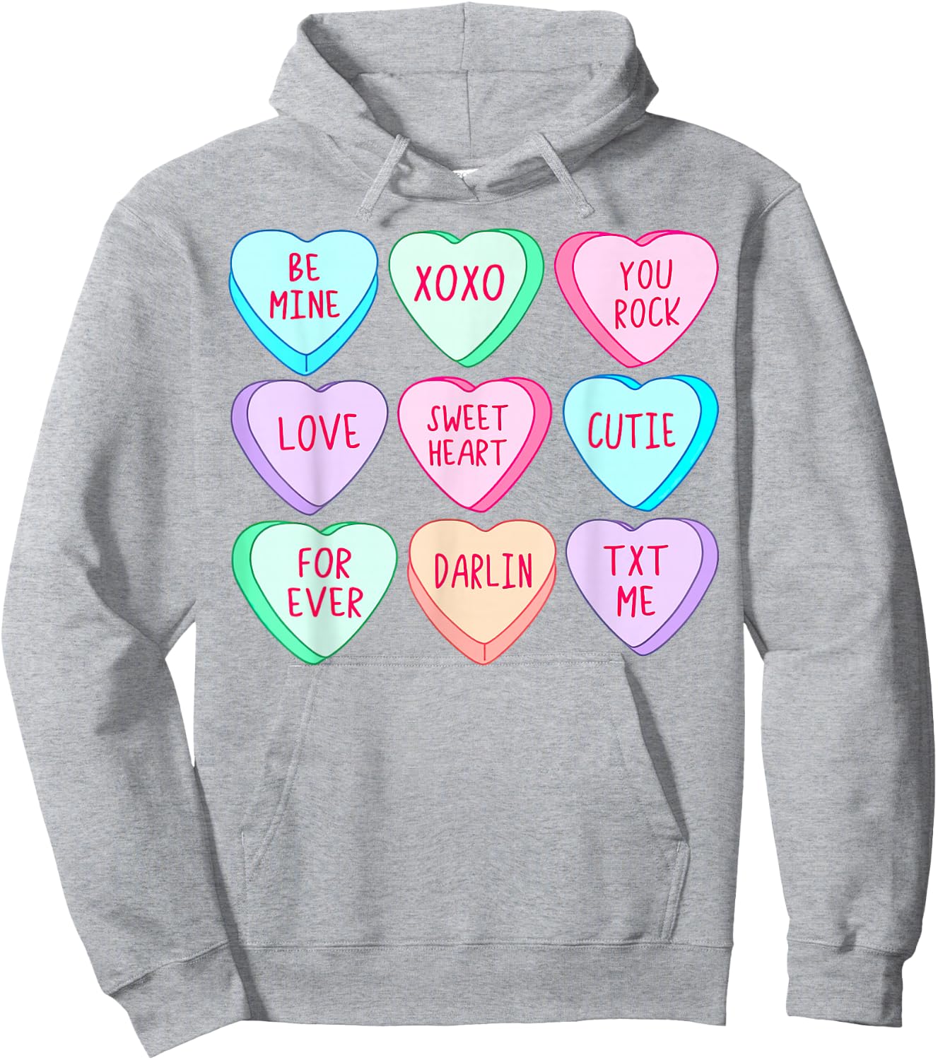 Candy Sweet Hearts Love Valentines Day Girls Hoodie - Hoodie | Ash