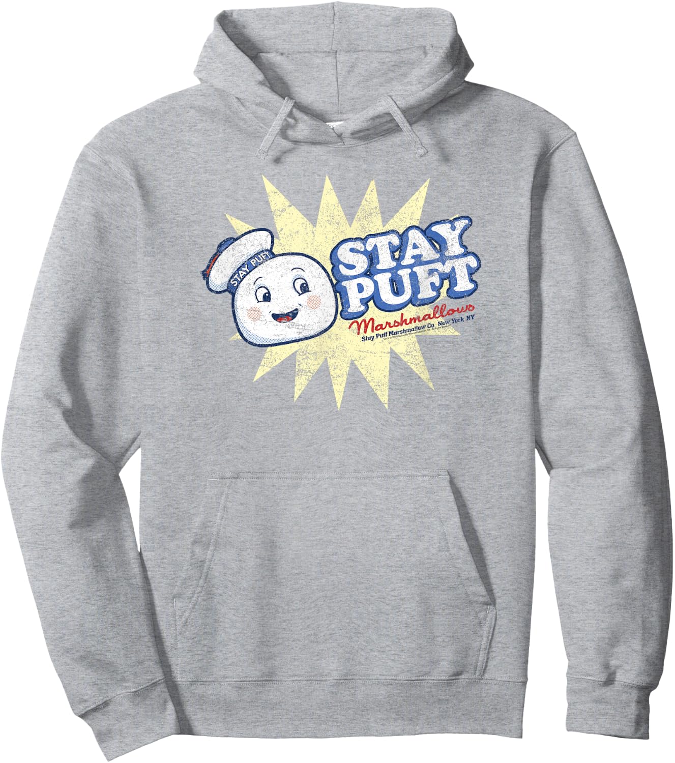 Ghostbusters Vintage Marshmallow Man Poster Hoodie - Hoodie | Ash
