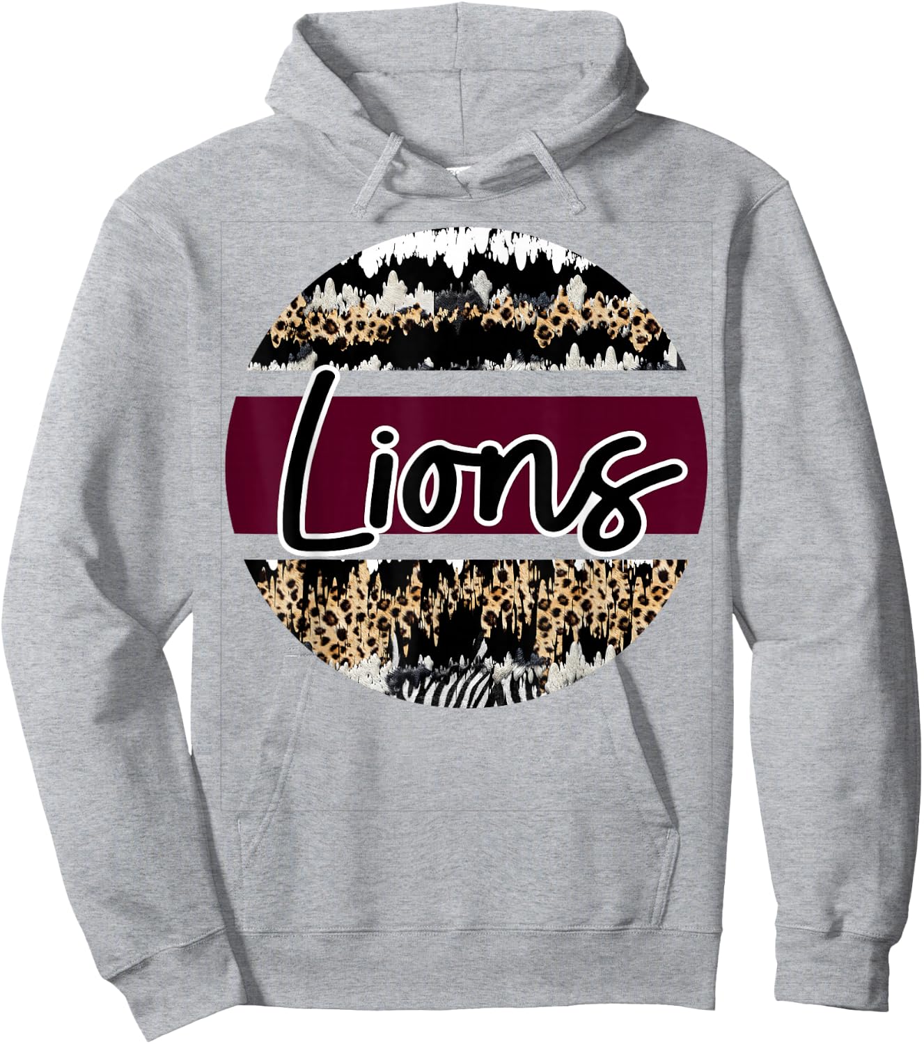 Lions Maroon White School Spirit Hoodie - Hoodie | Ash
