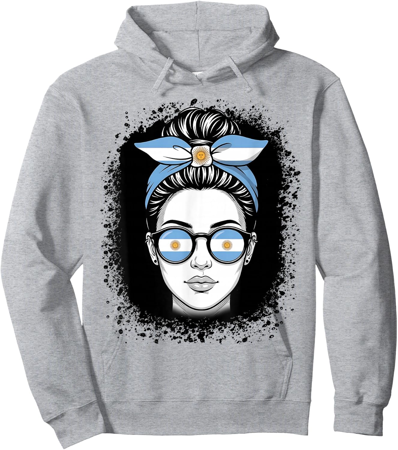 Argentina Flag Messy Bun Woman Travel Pride Hoodie - Hoodie | Ash